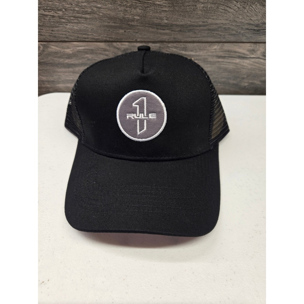 Rule 1 Proteins Trucker Hat Black Mesh Snapback Adjustable Baseball Cap Logo